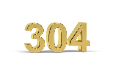 Altın 3D numara 304 - Yıl 304 Beyaz zemin üzerinde izole edilmiş - 3D görüntüleme