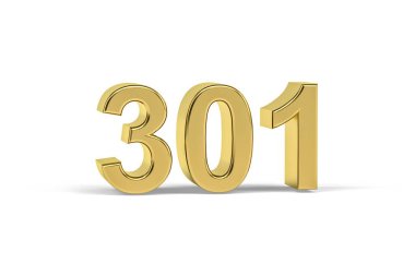 Altın 3D numara 301 - Yıl 301 Beyaz zemin üzerinde izole - 3d oluşturma
