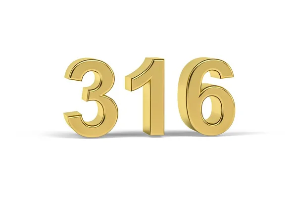 黄金の3D番号316 白地に隔離された316年 3Dレンダリング — ストック写真