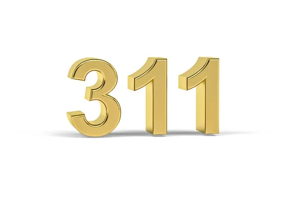 Golden Number 311 Year 311 Isolated White Background Render — Stock Photo, Image