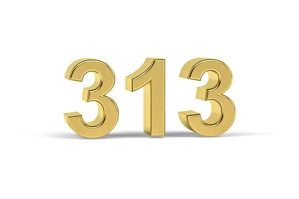 Golden Number 313 Jaar 313 Geïsoleerd Witte Achtergrond Render — Stockfoto
