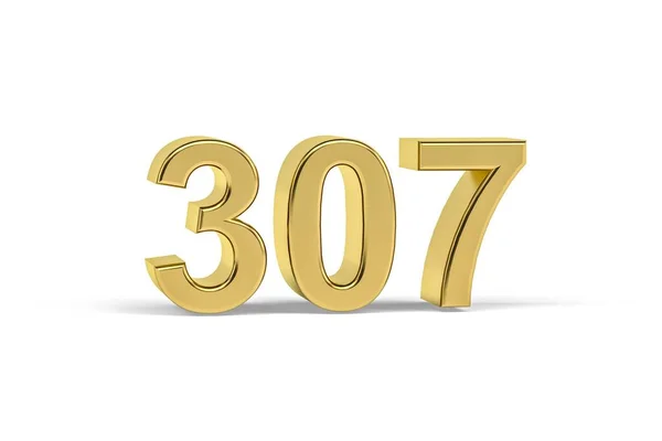 Número Oro 307 Año 307 Aislado Sobre Fondo Blanco Render — Foto de Stock