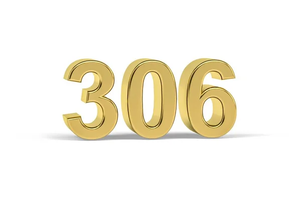 Número Oro 306 Año 306 Aislado Sobre Fondo Blanco Render — Foto de Stock