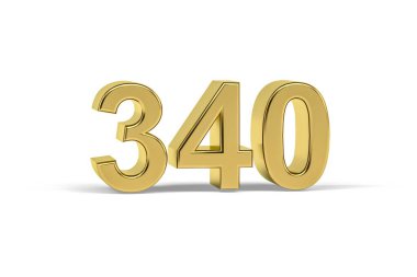 340 numaralı Altın 3D - 340 yılı beyaz arka planda izole - 3D oluşturma