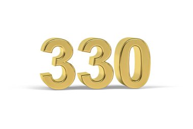 Altın 3D numara 330 - Yıl 330 Beyaz arka planda izole - 3D oluşturma