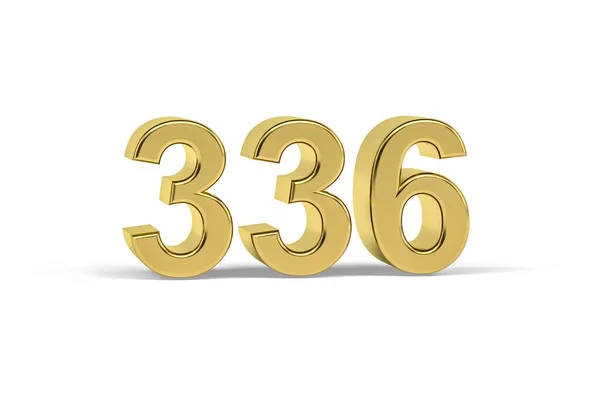 Золотое Трехмерное Число 336 Год 336 Изолирован Белом Фоне Трехмерное — стоковое фото