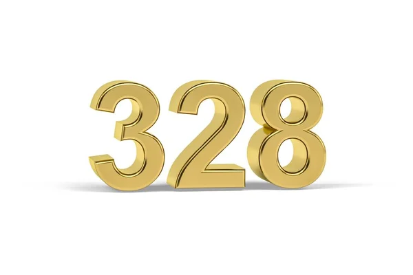 Golden Numero 328 Anno 328 Isolato Sfondo Bianco Rendering — Foto Stock