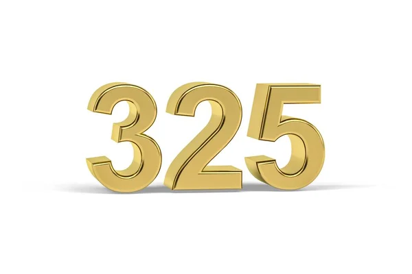 Złoty Numer 325 Rok 325 Izolowany Białym Tle Renderowanie — Zdjęcie stockowe