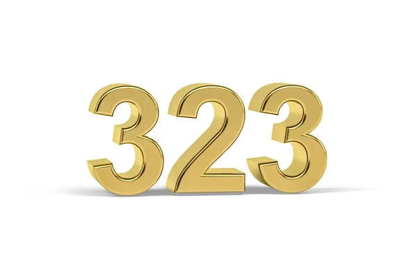 Χρυσή Αριθμός 323 Έτος 323 Απομονώνονται Λευκό Φόντο Καθιστούν — Φωτογραφία Αρχείου