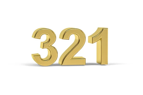 Número Dourado 321 Ano 321 Isolado Fundo Branco Renderização — Fotografia de Stock