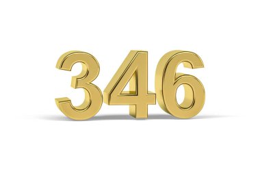 Altın 346 numara - 346 yılı beyaz arka planda izole - 3d oluşturma