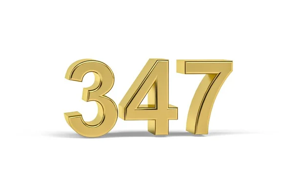 Golden Number 347 Jaar 347 Geïsoleerd Witte Achtergrond Render — Stockfoto