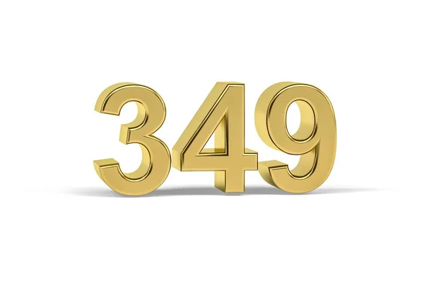Zlaté Číslo 349 Rok 349 Izolované Bílém Pozadí Vykreslení — Stock fotografie