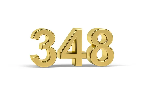 Golden Nummer 348 348 Isolerad Vit Bakgrund Render — Stockfoto