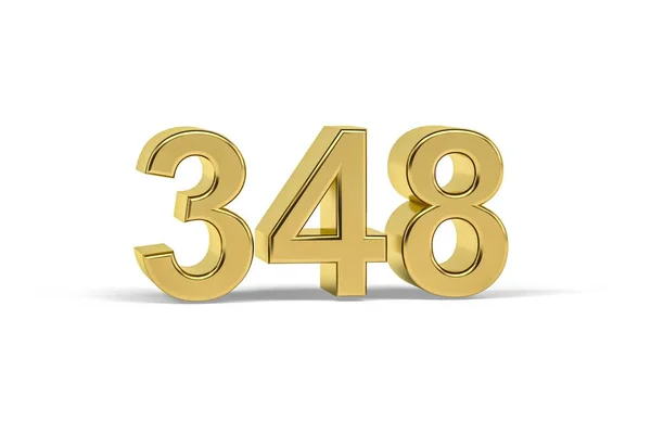 Golden Numero 348 Anno 348 Isolato Sfondo Bianco Rendering — Foto Stock