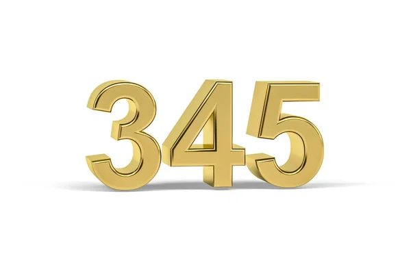 Złoty Numer 345 Rok 345 Odizolowany Białym Tle Renderowanie — Zdjęcie stockowe
