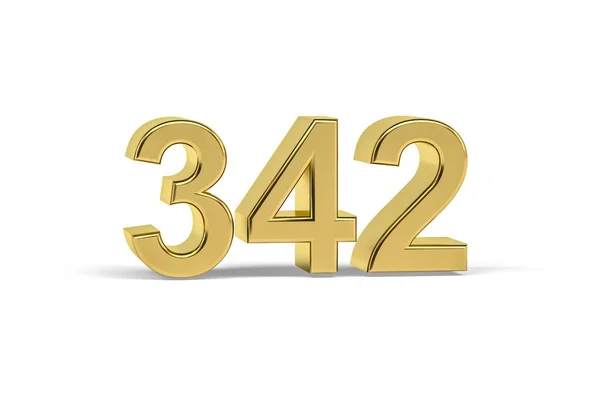 Golden Number 342 Jaar 342 Geïsoleerd Witte Achtergrond Render — Stockfoto