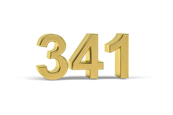 Złoty Numer 341 Rok 341 Odizolowany Białym Tle Renderowanie — Zdjęcie stockowe