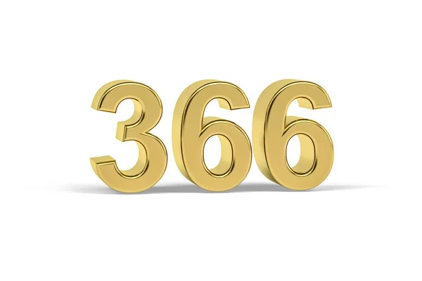 Número Oro 366 Año 366 Aislado Sobre Fondo Blanco Render —  Fotos de Stock