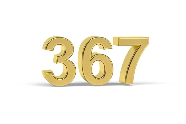 Número Oro 367 Año 367 Aislado Sobre Fondo Blanco Render — Foto de Stock