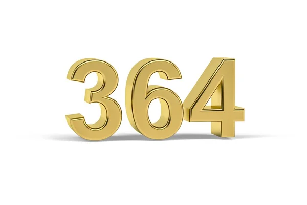 Golden Numero 364 Anno 364 Isolato Sfondo Bianco Rendering — Foto Stock