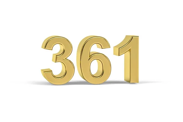 Goldene Zahl 361 Jahreszahl 361 Isoliert Auf Weißem Hintergrund Renderer — Stockfoto