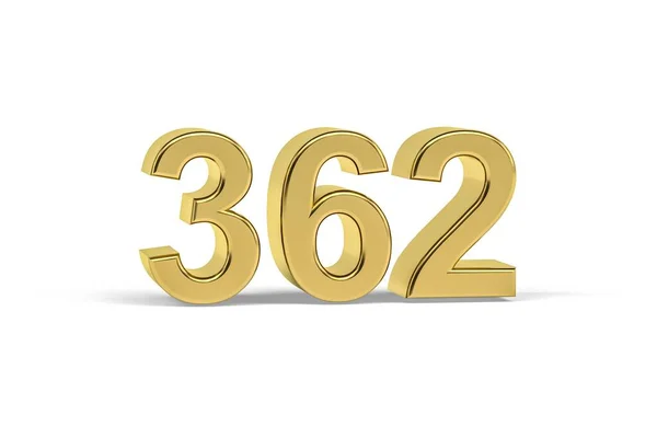 Número Oro 362 Año 362 Aislado Sobre Fondo Blanco Render — Foto de Stock