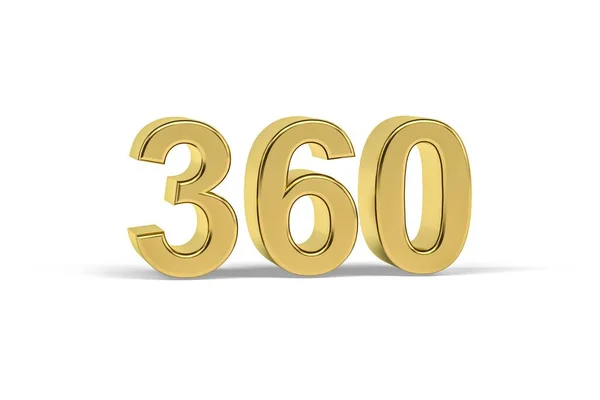 360 Numaralı Altın 360 Yılı Beyaz Arka Planda Izole Oluşturma — Stok fotoğraf