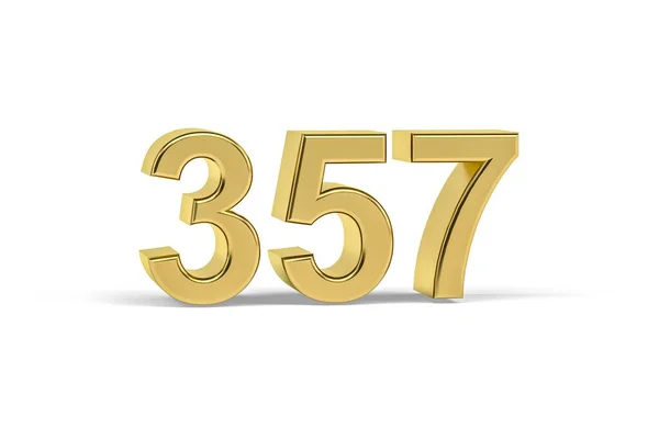 Golden Number 357 Year 357 Isolated White Background Render — Stock Photo, Image