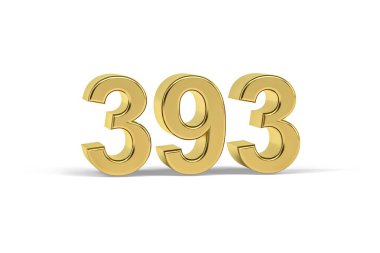 Altın 393. sınıf - Yıl 393 beyaz arka planda izole - 3D görüntüleme