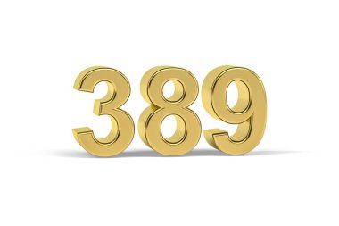 389 numaralı Altın 3D - 389 yılı beyaz arka planda izole - 3D görüntüleme
