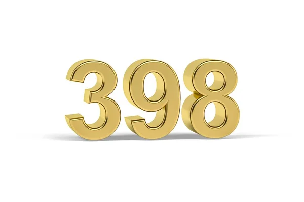 Golden Numero 398 Anno 398 Isolato Sfondo Bianco Rendering — Foto Stock