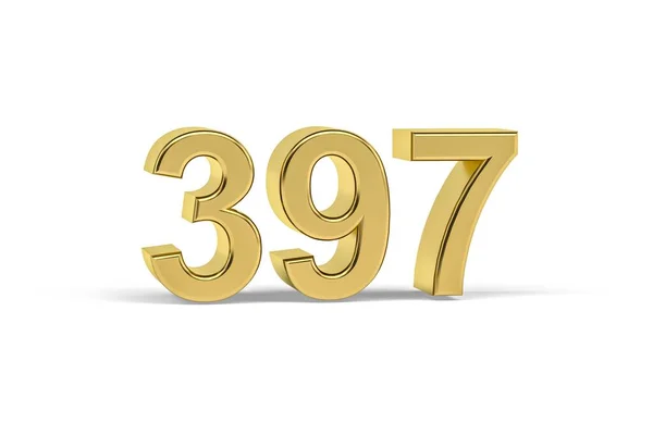 Golden Number 397 Jaar 397 Geïsoleerd Witte Achtergrond Render — Stockfoto