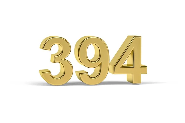 Número Oro 394 Año 394 Aislado Sobre Fondo Blanco Render — Foto de Stock