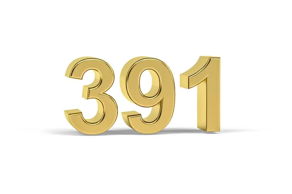 Golden Numero 391 Anno 391 Isolato Sfondo Bianco Rendering — Foto Stock