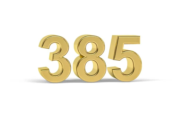Golden Numero 385 Anno 385 Isolato Sfondo Bianco Rendering — Foto Stock