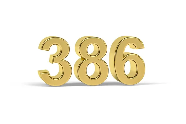 Oro Número 386 Año 386 Aislado Sobre Fondo Blanco Render — Foto de Stock