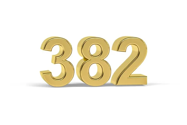 Złoty Numer 382 Rok 382 Odizolowany Białym Tle Renderowanie — Zdjęcie stockowe