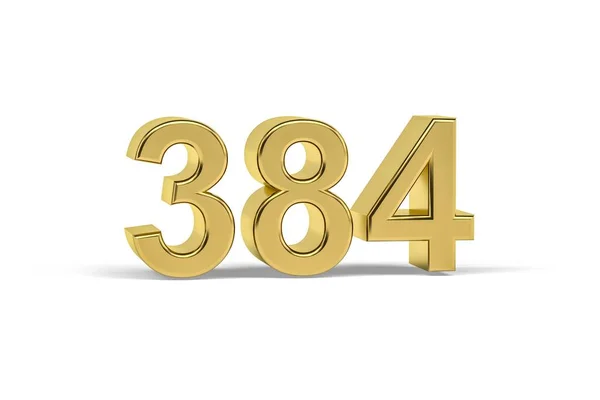 Złoty Numer 384 Rok 384 Odizolowany Białym Tle Renderowanie — Zdjęcie stockowe