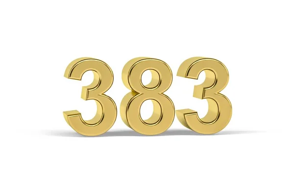 Golden Numero 383 Anno 383 Isolato Sfondo Bianco Rendering — Foto Stock