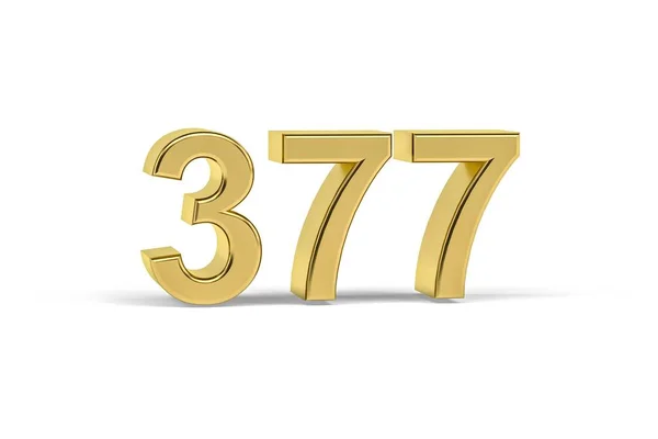 Złoty Numer 377 Rok 377 Odizolowany Białym Tle Renderowanie — Zdjęcie stockowe