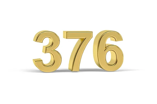 Golden Number 376 Year 376 Isolated White Background Render — 图库照片