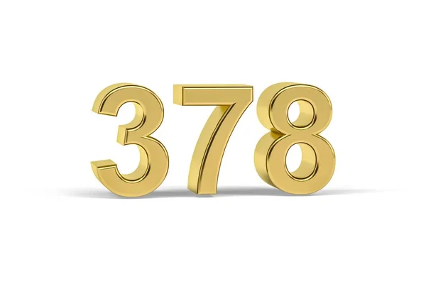 Золотий Номер 378 Рік 378 Ізольовано Білому Тлі Рендеринга — стокове фото
