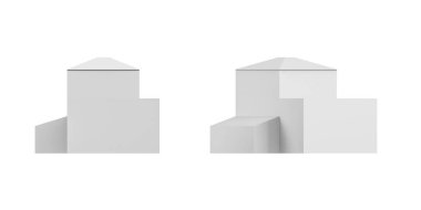 Beyaz arkaplanda ev modeli - 3B oluşturma - kopyalama alanı