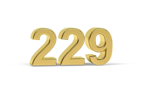 Zlaté Číslo 229 Rok 229 Izolované Bílém Pozadí Vykreslení — Stock fotografie