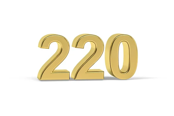 Złota Liczba 220 Rok 220 Izolowany Białym Tle Renderowanie — Zdjęcie stockowe