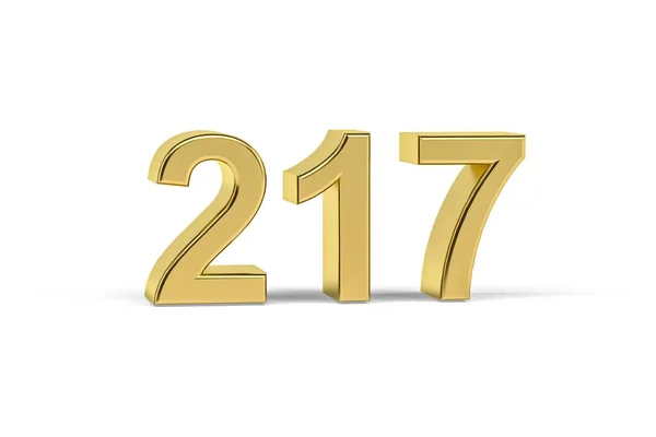 黄金の3D番号217 白い背景に隔離された年217 3Dレンダリング — ストック写真