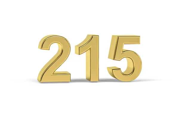 Golden Number 215 Jaar 215 Geïsoleerd Witte Achtergrond Render — Stockfoto