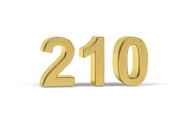 Número Dourado 210 Ano 210 Isolado Fundo Branco Renderização — Fotografia de Stock