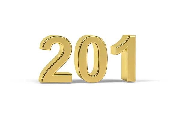 Χρυσή Αριθμός 201 Έτος 201 Απομονώνονται Λευκό Φόντο Καθιστούν — Φωτογραφία Αρχείου